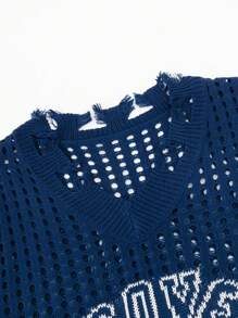 Manfinity EMRG 休闲时尚字母数字镂空图案男士毛衣背心