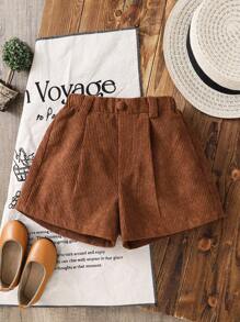 SHEIN LMoss Kids Young Girl' Plain Weave Fitted Casual Shorts Girls Corduroy Shorts Brown Corduroy Shorts Girls Brown Shorts Tween Girls Shorts Kids Corduroy Shorts Girls Casual Shorts Girls Summer Shorts Tween Girl Shorts Summer Shorts For Girls Casual Shorts For Girls