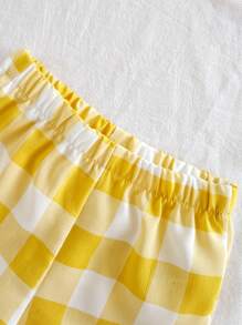 SHEIN Vintaside Kids Bộ trang phục 2 món cho bé trai - Họa tiết quả chuối dễ thương thời trang đa năng phù hợp với phong cách đồng quê kẻ caro phong cách Hàn Quốc - Màu vàng - Xem 7
