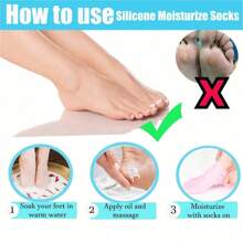 2pcs Silicone Moisturizing Foot Socks For Dry Cracked Feet Foot Care Socks Massage Moisturizing Gel Socks Pedicure Socks Tool,Gift - Multicolor - View 7