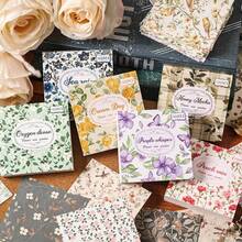 100pcs Mysterious Flower Vine Garden Hand Account Material Book Material Paper Non-Stick 100 Sheets Non-Repeated Creative Vintage Floral Decoration Stickers Non-Stick Hand Account Material Paper Tearable Writing Paper Material Paper