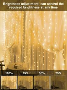 1 件 3M 100/200/300LED 窗帘灯，USB 供电悬挂式窗饰灯，带 8 种照明模式和遥控器。适用于房间和婚礼派对装饰，有白光、暖白光和多色可选。 - 黃色 - 查看 9