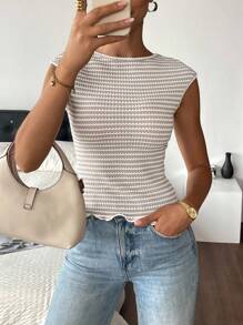 Siren Gaze Tricou scurt fără mâneci casual pentru femei, pentru vară, top pentru ieșiri în oraș, Y2k, vacanță pentru femei, stațiune de vacanță - Caisă - Vizualizare 7