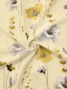 Franclia Đầm Chiffon Hoa Cỡ Lớn Cho Nữ Kèm Áo Len Cardigan, Bộ 2 Món Thanh Lịch Cho Mùa Hè - Màu vàng - Xem 5