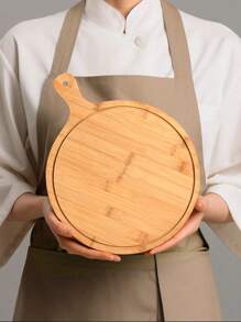 1pc 6-13 Inch Bamboo Wood Pizza Peel Paddle, Circular Baking Tray, Food Serving Platter For Pizza, Bread, Steak, Fruit, Cheese, Pizza/Fruit Cutting Board, Pancake Tray, Baking Kitchen Utensil, Back To School Supplies