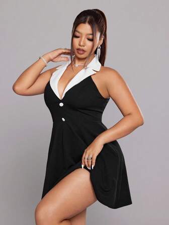 NU&NOW 大码性感露肩优雅连衣裙