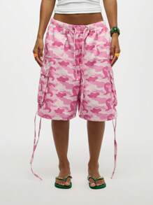 SUMWON WOMEN Pantalones cargo de utilidad tipo festival, bermudas largas con bolsillos, estilo militar para el verano, ropa casual de playa y vacaciones