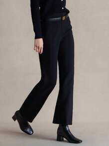 Briarwyn Women's Solid Color Bell Bottom Elegant Work Office Skinny Pants,Black Autumn Casual Smart Business Old Money Clothes,Y2k Streetwear Back To School - Black - View 6
