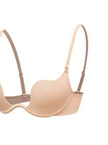 SHAPORA قطعة واحدة حمالة صدر نسائية بحواف على شكل حرف U ذات موحد اللون مريحة بسفائن - لون مشمشي - مشاهدة 4
