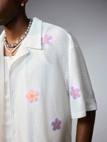 Street Life Chemise à manches courtes à imprimé floral avec coupe ample pour homme