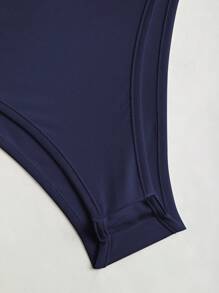 1 pieza Bodysut cómodo y versátil con escote descubierto de los hombros - Niebla azul - Ver 3