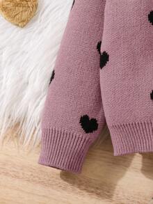 LMoss  2pcs/Set Young Girl Round Neck Heart Print Loose Casual Pullover And Flared Pants Sweater Set Girls Sweater Sets Girls Comfy Set Kids Two Piece Set Girl Fall Sets Winter Young Girls Sets Girls Co Ord Set Girl Clothes Sets Fall Sweaters Girls Heart Sweater Set Girls Two Piece Sweater Set Toddler Girl Sweater Sets Kids Heart Sweater Outfit Girls Knit Set - Pink - View 5