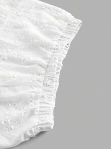 SHEIN MOD 女式松紧腰花卉刺绣百褶休闲裙 - 白色 - 查看 10