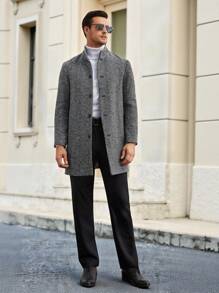 Manfinity VCAY Hombres Abrigo con botón - Gris - Ver 3