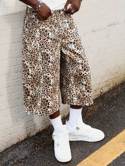 Street Life بنطلون جينز كاجوال ذو طباعة نمر كلاسيكية للرجال