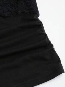 Sweetra Y2K 风格性感撞色蕾丝吊带露背女式上衣 - 黑色 - 查看 3