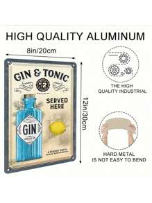 Vintage Metal Tin Sign, Gin And Tonic Can Sign, For Stores, Bars, Cafes, Home Decor Tin Sign 8 X 12 Inches, Perfect For Room Decor,Home Decor ,Room Decor,Wall Decor Gifts Birthday Graduation