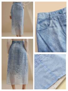 Anewsta Nouveau design élégant et Top de gamme floral brûlé bleu pour le printemps/été - Bleu azur - Voir 8