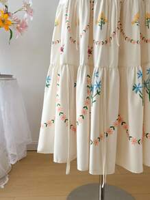 SHEIN MOD Square Neck Puff Sleeve Ruched Waistline 3-Tier Splice Sunflare Skirt Dress, Convertible Short And Long Style, Elegant Apricot Dress,Country Outfits,Beach Vacation Wear,Tea Party ,Modest ,Prom ,Lavender Hawaiian Dress,Sun Dresses For Women,Bohemian Clothes