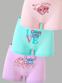 SHEIN 6pcs Girls Cute Mischievous Cheerful Rabbit Print 100% Cotton Brief Underwear, Toddler Girl Boxers Set Cute Underwear Backto SchoolFashion Fall Winter - Multicolor - View 4