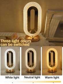 1 Lâmpada de Mesa de Cristal Retrô LED, Controle de Toque, Dimmer de Brilho Gradual em 3 Cores, Carregamento USB, Presente para o Dia dos Namorados, Dia de Ação de Graças/Lâmpada Decorativa de Halloween Natal, Lâmpada Decorativa Interna, Lâmpada Noturna, Adequada Para Escrivaninhas, Mesas de Jantar, Lâmpadas Decorativas de Quartos, Criados-Mudos, Salas de Estar e Presentes - Transparente - Visão 2