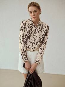 MOTF PREMIUM 女士亚麻混纺宽松印花衬衫 - 彩色 - 查看 3