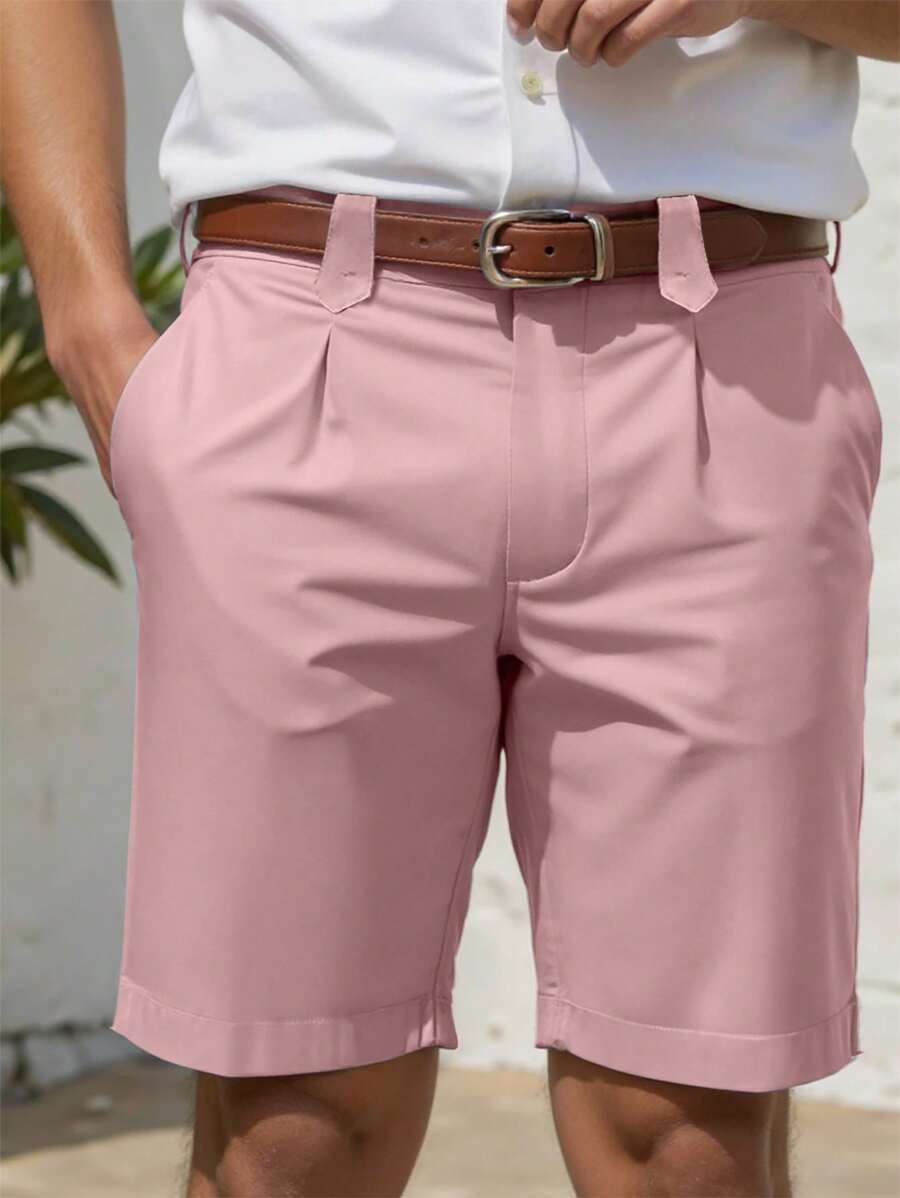 Manfinity Homme Men Solid Slant Pocket Shorts - Pink - View 1