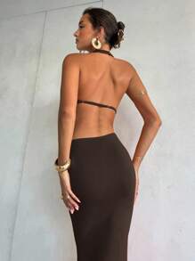 Aloruh 女士性感深 V 吊带金属花朵长裙，夏季/春季度假装