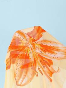 SHEIN Tween Girl Cute Floral Halter Bikini Set & Wrap Skirt Swimsuit Set (Random Print), Yellow Bathing Suits