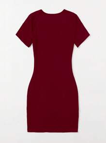 Váy bodycon in chữ thường ngày cho nữ, mùa hè - Màu Đỏ Sâu - Xem 2