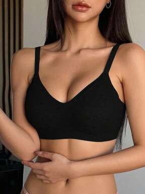 DAZY صدريةنسائية سلسة من لون واحد بدون حياكة مع بطانة خفيفة