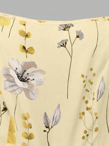 Franclia Đầm Chiffon Hoa Cỡ Lớn Cho Nữ Kèm Áo Len Cardigan, Bộ 2 Món Thanh Lịch Cho Mùa Hè - Màu vàng - Xem 3