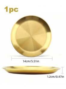 1/2pcs Stainless Steel Gold Dessert Coffee Tray, Western Food Plate, Pizza Plate, Dining Plate - Suitable For Food, Coffee, Breakfast, Tea. Gold Food Tray & Decorative Tray For Birthday, Pride Month Party, Thanksgiving, Halloween, Easter, Christmas Party Supplies (Gold) - Gold - View 8