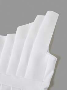 Firerie 加大码舒适休闲日常优雅约会夜褶皱不对称设计可调节肩带白色女式抹胸衬衫 - 白色 - 查看 6