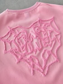 PAVTROS Manfinity Streetrush 男士街头风，INS 联名款粉色蜘蛛网创意爱心 3D 刺绣无袖上衣。这款上衣采用超大图案刺绣设计，宽松舒适，完美诠释街头摇滚美学。适合音乐节和情侣日常穿着，是送给男友或老公的理想礼物。 - 粉色 - 查看 6