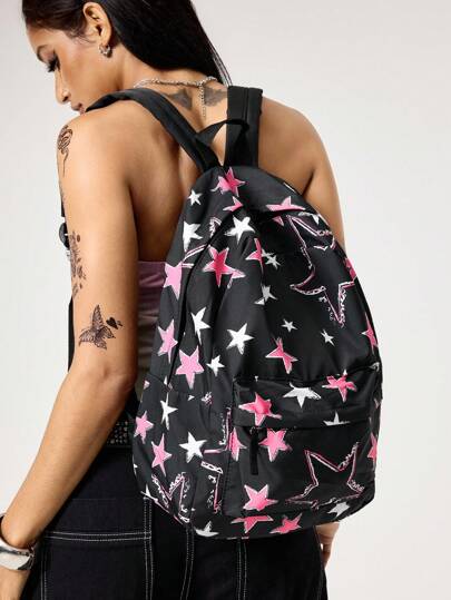 Our Grunge Punk Asymmetrical Color Block Star Print Large