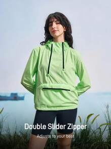 In My Nature Ladies' Casual Zip-Up Hooded Long Sleeve Thermal Thick Warm Jacket Fluorescent Green Jacket - Green - View 4