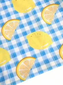 BloomMama Tween Girl Plaid & Lemon Print Fitted Camisole Top(8-12yrs)