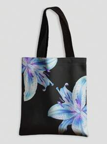 ROMWE Kawaii Large Floral Design Reversible Shoulder Tote Bag, Versatile Casual And Commuting Holiday Companion - Multicolor - View 1