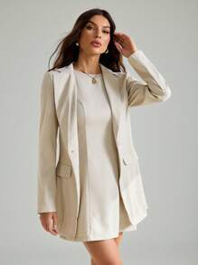 SHEIN Tall 女式两件套复古优雅连衣裙西装外套套装休闲装女式夏季服装两件套女式度假服装白色连衣裙女式白色连衣裙两件套女士白色上衣商务休闲女式婚礼宾客礼服女式复活节夏装女式春季服装女式套装女式两件套复活节连衣裙女式生日服装女式春假服装女式优雅连衣裙女式办公室服装 - 杏色 - 查看 4