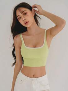 DAZY Áo ngực thể thao đệm nhẹ Colorblock Seamless dành cho nữ - Màu vàng - Xem 4