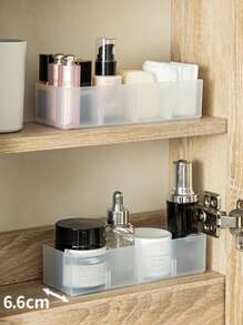 Madebyblanc 1 pieza Caja de almacenamiento estilo japonés simple con divisor - Organizador de mesa con estante escarchado para vajilla, cosméticos, divisor de cajón - Blanco - Ver 4