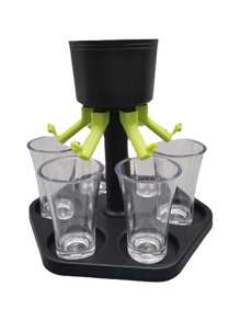 SHEIN 1pc 6 Shot Glass Dispenser hoàn hảo cho rượu vang, rượu whisky, bia và rượu mạnh, Wine Dispenser lý tưởng cho các bữa tiệc và trò chơi uống rượu (không bao gồm ly rượu vang) - màu đen - Xem 4