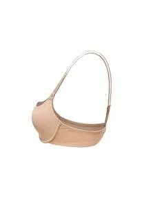 SHAPORA قطعة واحدة حمالة صدر نسائية بحواف على شكل حرف U ذات موحد اللون مريحة بسفائن - لون مشمشي - مشاهدة 7