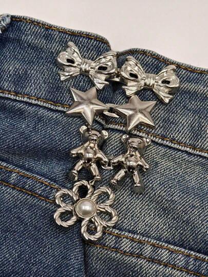 8pcs/4Pairs Detachable & Seam-Free Waistband Fastener - A Professional Tailoring Tool For Waist Reduction, This Multi-Functional Buckle Not Only Works For Jeans & Curtains, But Can Also Be Used As A Magic Solution For Fixing The Waistband Of Any Pants, Making Them Fit Better, Featuring The Classic Flower Petal Design, This Buckle Is Also Adjustable To The Desired Size