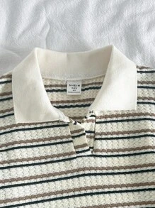 SHEIN Vintaside Kids Set de 2 piezas: Camiseta de manga larga con cuello a rayas y jeans de mezclilla casual para niño pequeño, adecuado para varias ocasiones