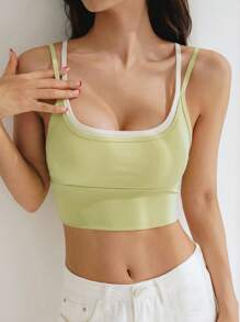 DAZY Áo ngực thể thao đệm nhẹ Colorblock Seamless dành cho nữ - Màu vàng - Xem 6