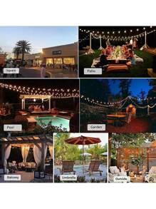 LED Solar String Light IP65 Waterproof Outdoor Christmas Decoration Bulb, Retro Holiday Wreath, Suitable For Courtyard, Camping, Holiday, Wedding And Party Decoration Light String. - Yellow - View 3