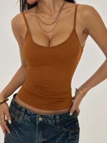 SHEIN PETITE 女式夏季褶皱修身无袖吊带背心