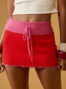 MISSGUIDED Váy ngắn dệt kim họa tiết hoa dâm bụt Hawaii Đồ đi biển Đồ mặc đi nghỉ hè Quần áo dự tiệc có dây rút, thắt lưng bên hồ bơi Đồ dệt kim Giáng sinh - Đỏ - Xem 6